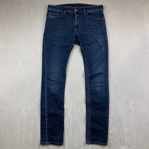 Diesel Mens Pants 30 Blue Jeans Denim + Sweatpants Thavar Slim Skinny 30x32